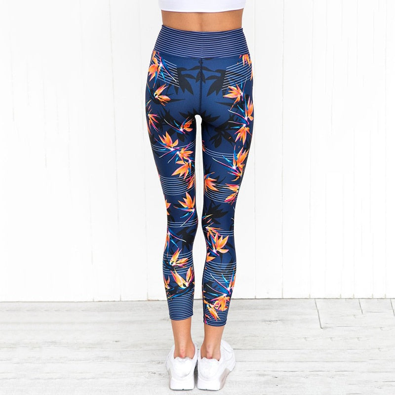 Bird of Paradise Print Women Sport Pants - reign-aesthetics